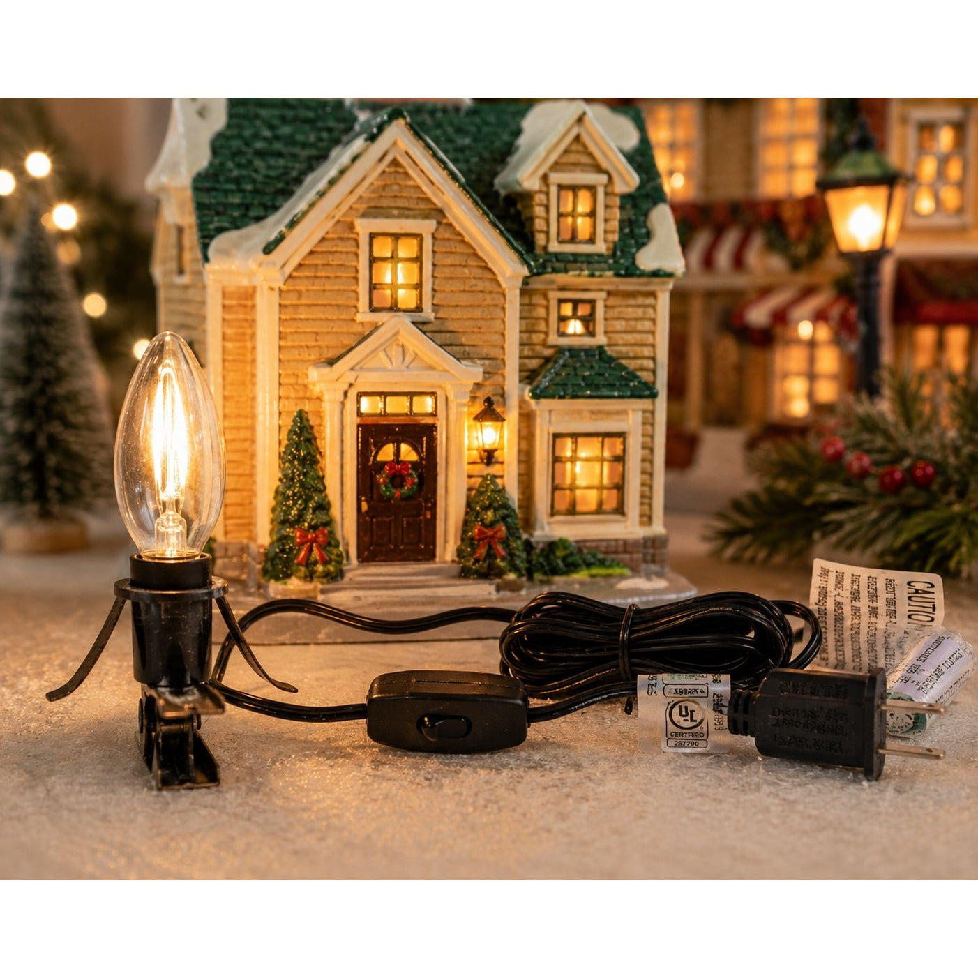 Replacement Cord for Lighted Houses Holiday Displays C7 Clear Yellow Glow Bulb