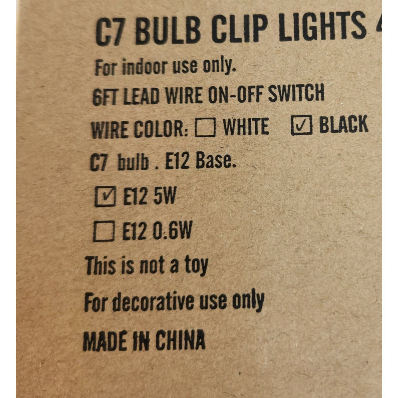 Replacement Cord for Lighted Houses Holiday Displays C7 Clear Yellow Glow Bulb
