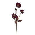 Artificial Dark Purple Poppy Stem | Faux Poppy Flower with 4 Blooms | Moody Floral Decor | Modern Wedding Home Accent 23 Inch