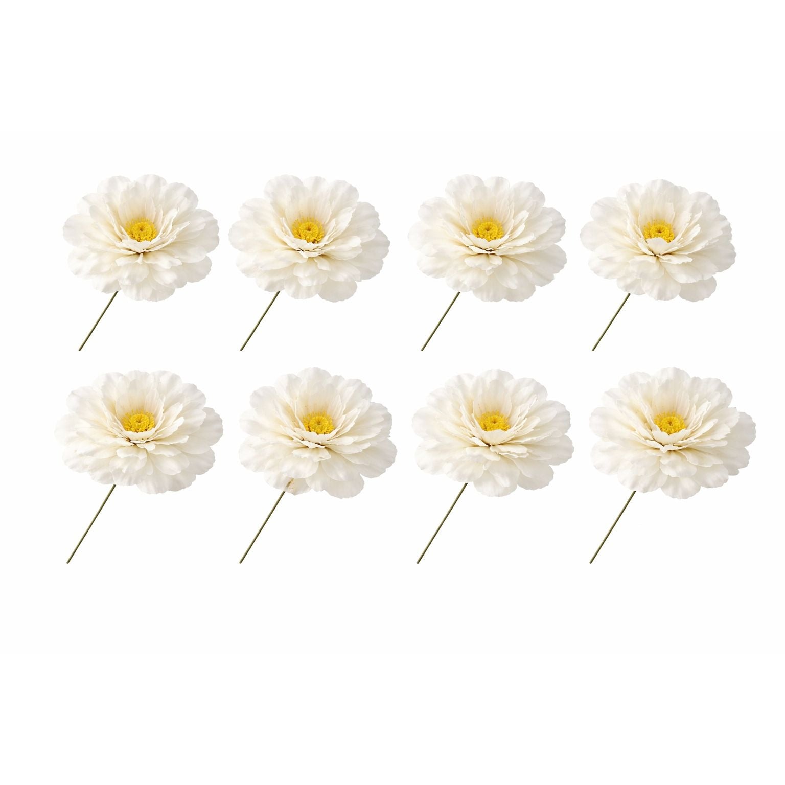 White Peony Flowers Set of 8 Faux Blooms 5 Inch Floral Heads Wired Craft Wreath Supplies Hair Accessories Wedding Decor