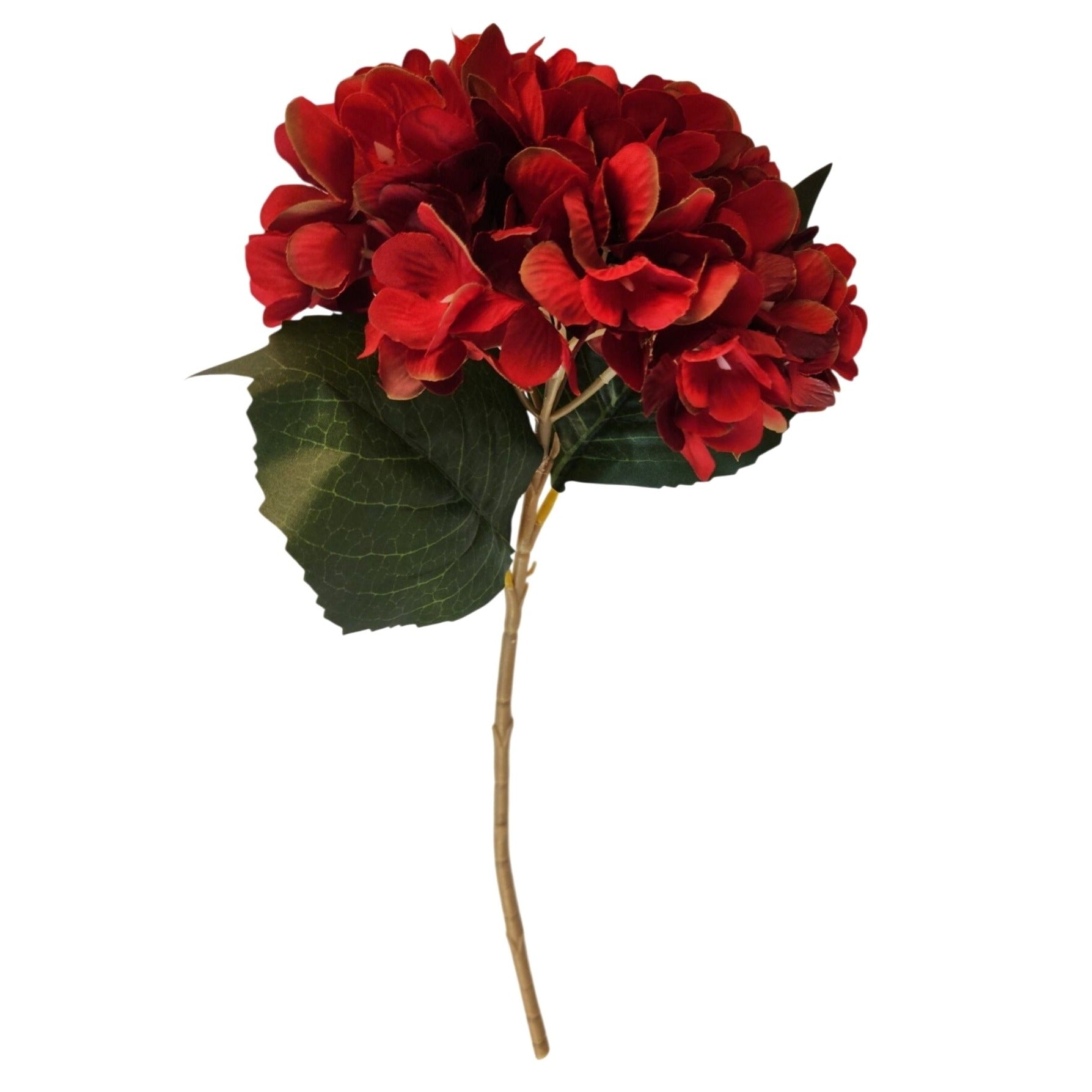 Red Artificial Hydrangea Stem Silk Flower Deep Red Faux Floral Wedding Decor