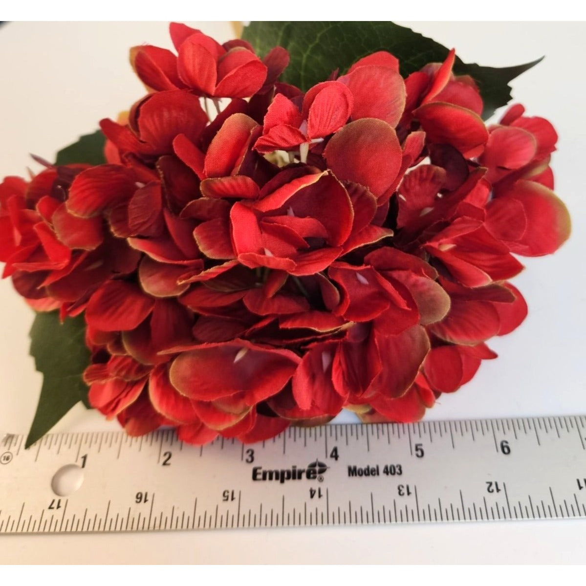Red Artificial Hydrangea Stem Silk Flower Deep Red Faux Floral Wedding Decor