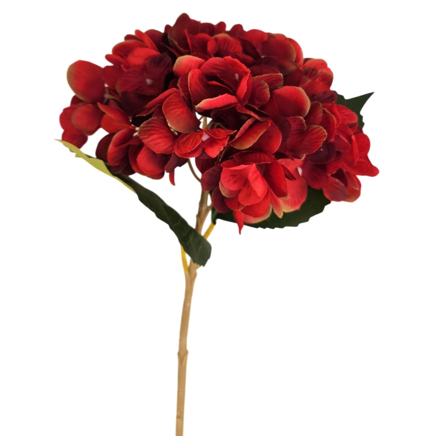 Red Artificial Hydrangea Stem Silk Flower Deep Red Faux Floral Wedding Decor