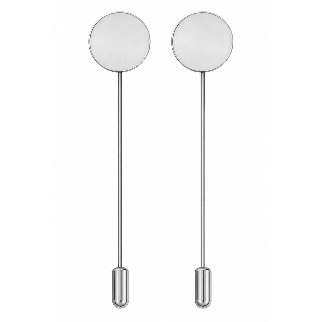 Silver Stick Pin Blanks Set of 2 | Round Pad Brooch Pin Bases | DIY Corsage Pins | Resin Jewelry Findings | Floral Pin Blanks | Lapel Pin Cr