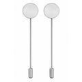 Silver Stick Pin Blanks Set of 2 | Round Pad Brooch Pin Bases | DIY Corsage Pins | Resin Jewelry Findings | Floral Pin Blanks | Lapel Pin Cr
