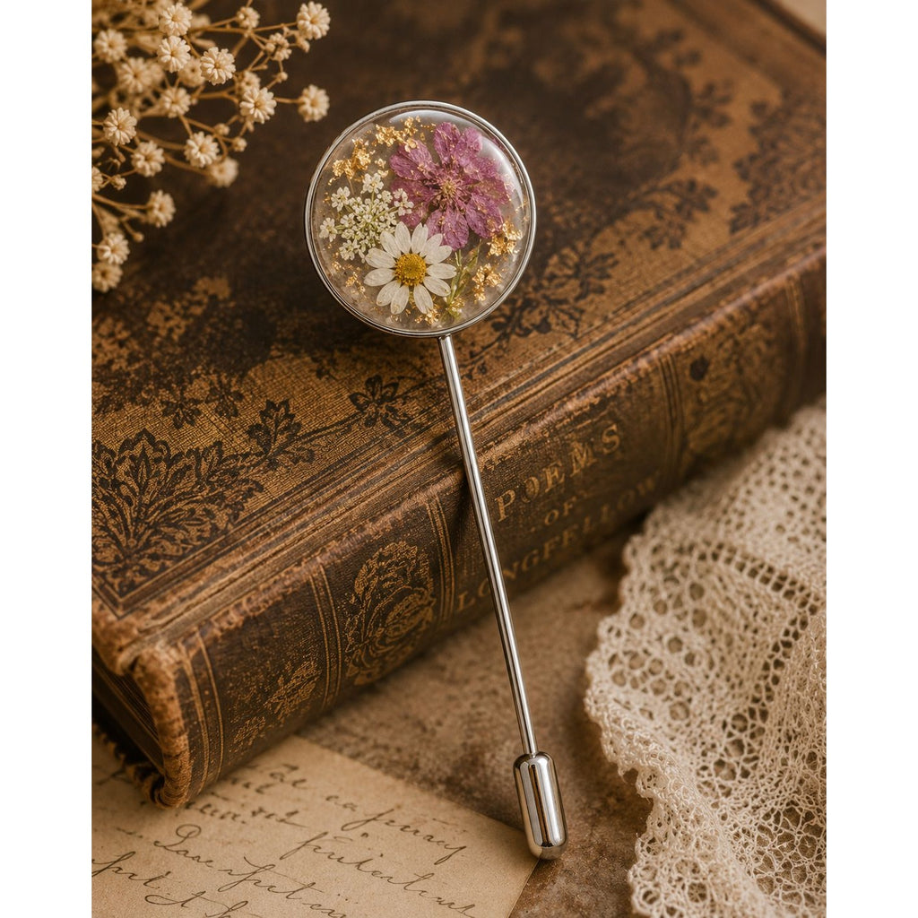Silver Stick Pin Blanks Set of 2 | Round Pad Brooch Pin Bases | DIY Corsage Pins | Resin Jewelry Findings | Floral Pin Blanks | Lapel Pin Cr