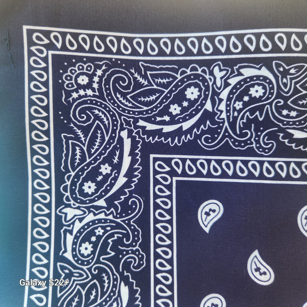 Bandanas 21x21" Western Cowboy Cowgirl - Navy Blue Light Blue Paisley Square Scarves 2 Pack
