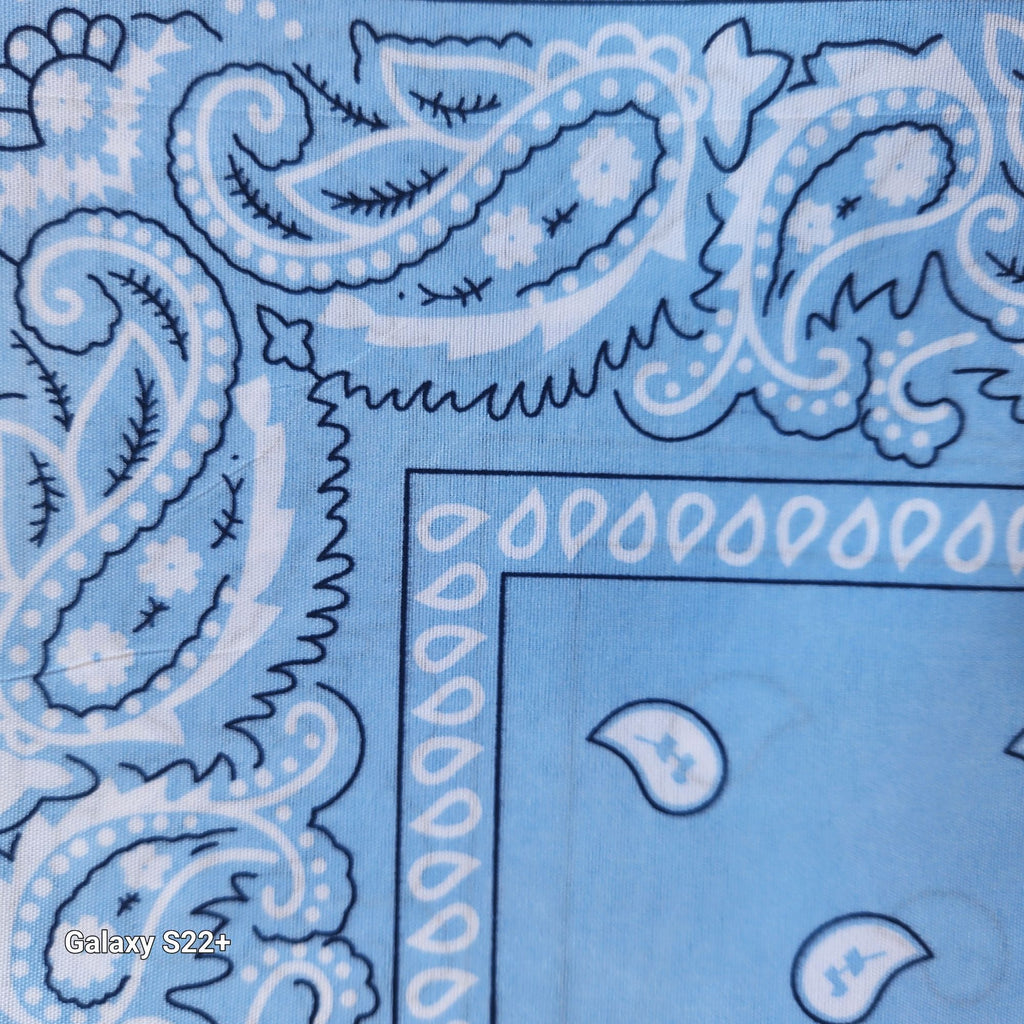 Bandanas 21x21" Western Cowboy Cowgirl - Navy Blue Light Blue Paisley Square Scarves 2 Pack