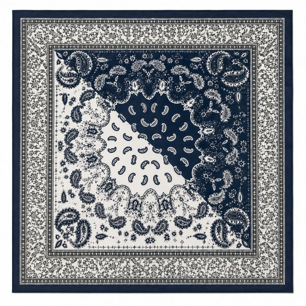 Navy Blue Satin Wild Rag Scarf 35x35 Paisley Western Cowgirl Neck Hair Scarf