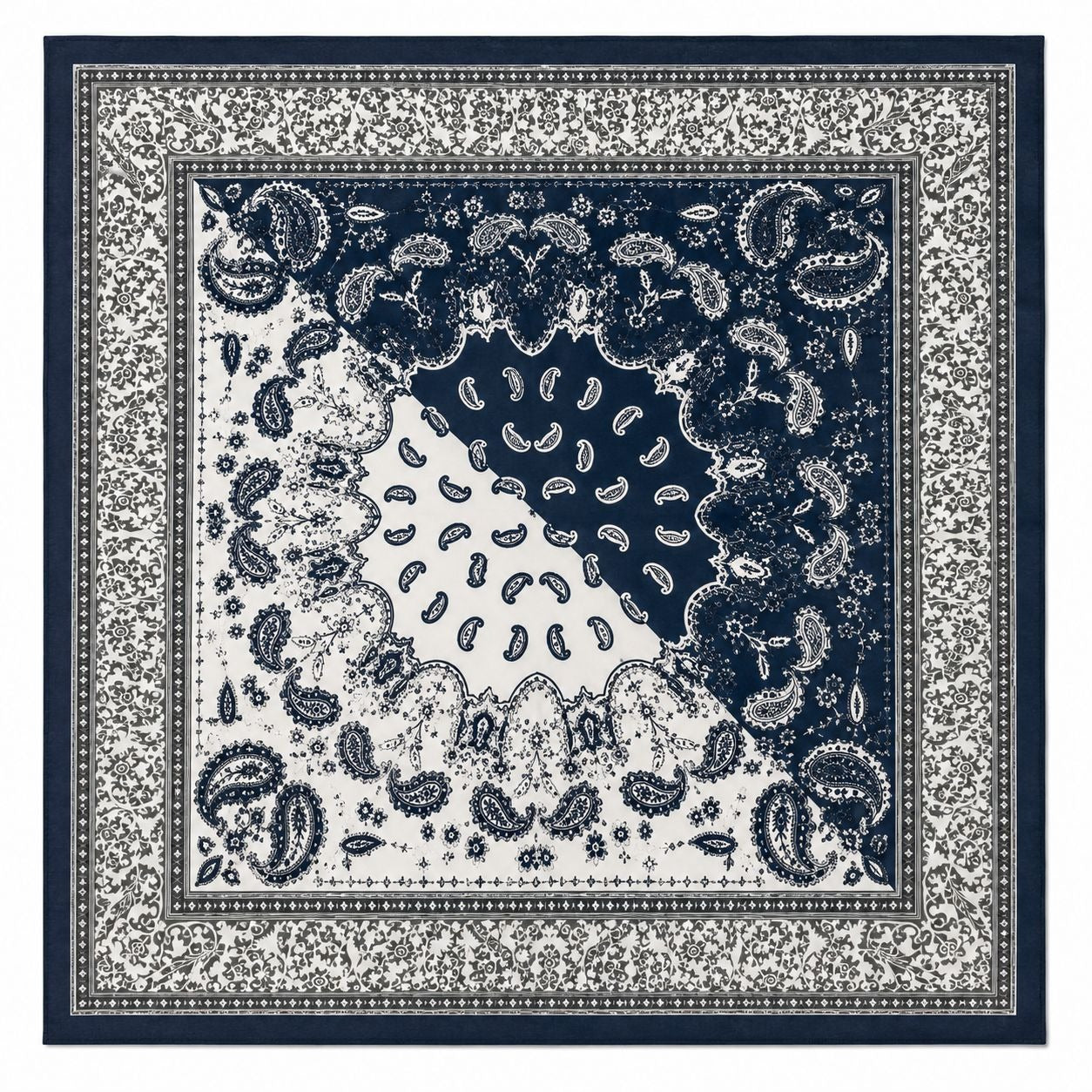 Navy Blue Satin Wild Rag Scarf 35x35 Paisley Western Cowgirl Neck Hair Scarf