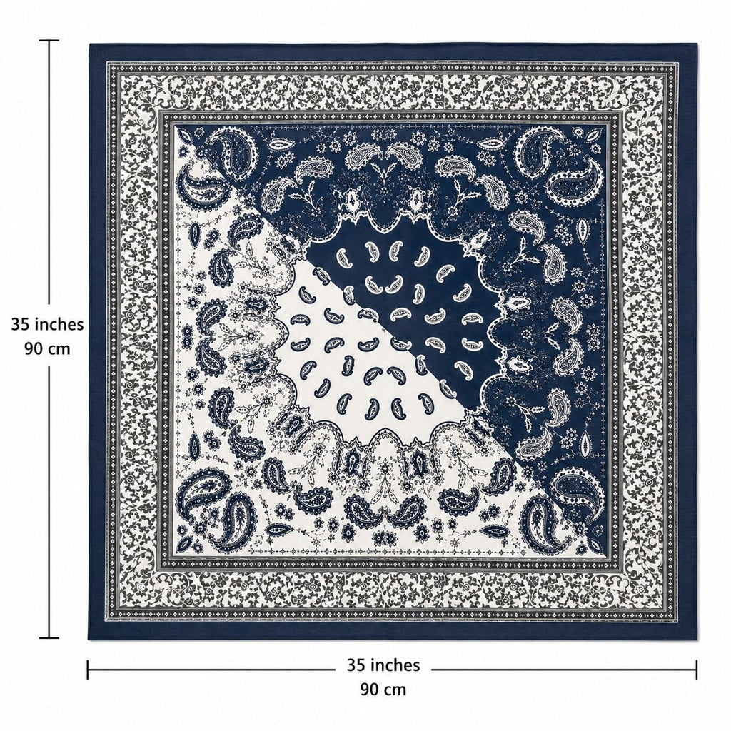 Navy Blue Satin Wild Rag Scarf 35x35 Paisley Western Cowgirl Neck Hair Scarf