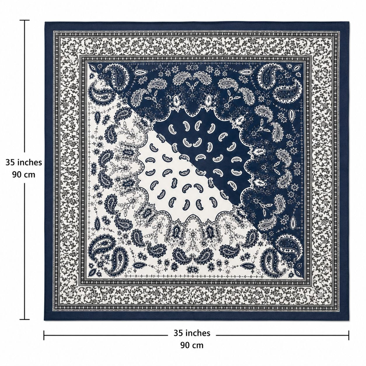 Navy Blue Satin Wild Rag Scarf 35x35 Paisley Western Cowgirl Neck Hair Scarf