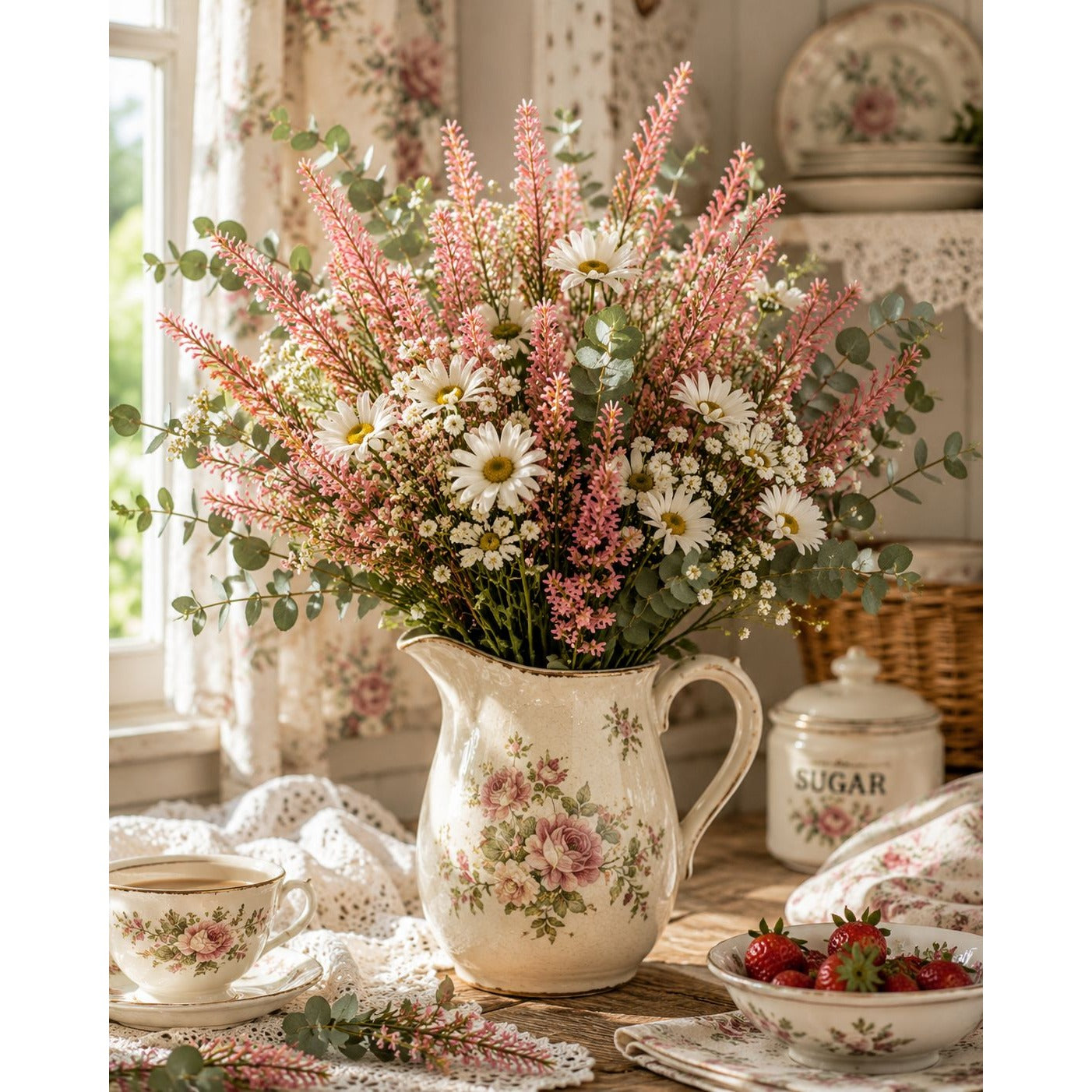 Blush Pink Faux Lavender Stems Artificial Heather Bush Floral Filler Wreath Flowers Garland Decor Farmhouse 2 Bushes