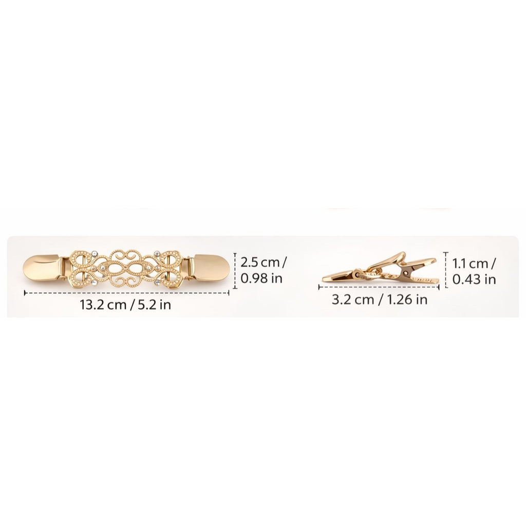 Gold Sweater Clip Set of 2, Cardigan Clip Shawl Clip Dress Cinch Collar Clasp Elegant Womens