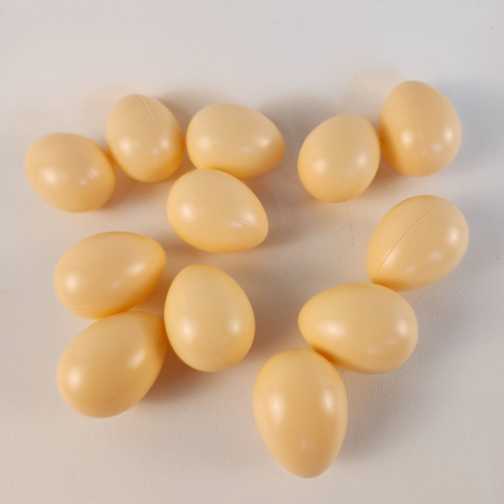 Brown Artificial Chicken Eggs, Set of 12, 2-Inch Plastic Craft Decor